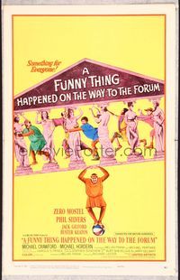 5n028 FUNNY THING HAPPENED ON THE WAY TO THE FORUM WC '66 wacky image of Zero Mostel & cast!