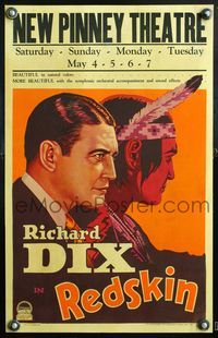 5n066 REDSKIN WC '29 great dual artwork image of Native American Indian Richard Dix & in suit!