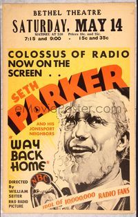 5n092 WAY BACK HOME WC '32 great art of Seth Parker, colossus of NBC radio now on the screen!