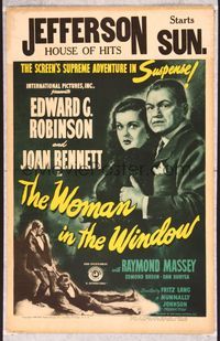 5n098 WOMAN IN THE WINDOW WC '44 Fritz Lang, c/u of Edward G. Robinson & sexy Joan Bennett!