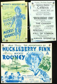 5o251 ADVENTURES OF HUCKLEBERRY FINN Australian herald '39 Mickey Rooney wearing straw hat!