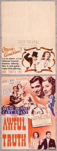 5o035 AWFUL TRUTH herald '37 multiple images of Cary Grant & pretty Irene Dunne!