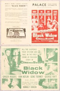 5o046 BLACK WIDOW herald '54 Ginger Rogers, Gene Tierney, Van Heflin, George Raft