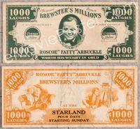 5o052 BREWSTER'S MILLIONS herald '21 wonderful images of Fatty Arbuckle on $1,000 bill!