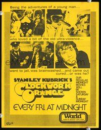 5o065 CLOCKWORK ORANGE herald '72 Stanley Kubrick classic, different images of Malcolm McDowell!