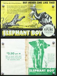 5o088 ELEPHANT BOY herald '37 cool art of Sabu attacked by tiger, Rudyard Kipling
