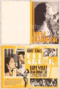 5o111 HELL HARBOR herald R37 great romantic close up of sexy Lupe Velez & John Holland necking!