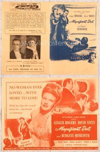 5o140 MAGNIFICENT DOLL herald '46 no woman ever loved more than Ginger Rogers, David Niven
