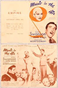 5o151 MUSIC IN THE AIR herald '34 Gloria Swanson, John Boles, music by Jerome Kern & Hammerstein!