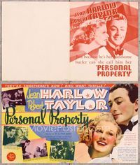 5o168 PERSONAL PROPERTY herald '37 sexy Jean Harlow calls handsome butler Robert Taylor her own!