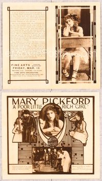 5o170 POOR LITTLE RICH GIRL herald '17 Mary Pickford as a sheltered 11 year-old girl!
