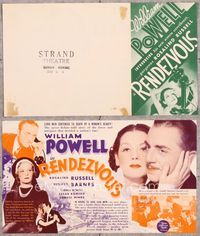 5o180 RENDEZVOUS herald '35 William Powell, sexy young Rosalind Russell, Binnie Barnes
