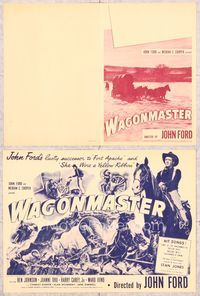 5o236 WAGON MASTER herald '50 John Ford, cool image of Ben Johnson leading wagon train!