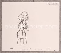 5o024 ORIGINAL SIMPSONS PENCIL DRAWING 10.5x12.5 sketch '90s Bart's teacher Edna Krabappel!