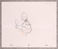 5o009 ORIGINAL SIMPSONS PENCIL DRAWING 10.5x12.5 sketch '90s Homer looking in mirror!