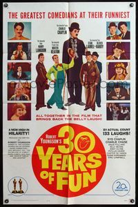 5p012 30 YEARS OF FUN 1sh '63 Charlie Chaplin, Buster Keaton, Laurel & Hardy, Harry Langdon