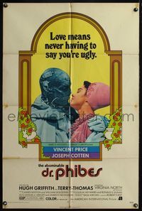 5p017 ABOMINABLE DR. PHIBES 1sh '71 Vincent Price says love means never having to say you're ugly!