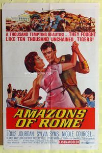 5p032 AMAZONS OF ROME 1sh '63 Louis Jourdan, they fought like 10,000 unchained tigers!