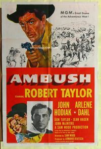 5p033 AMBUSH 1sh '50 Robert Taylor, Arlene Dahl, John Hodiak, cowboys & Indians!