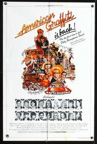 5p034 AMERICAN GRAFFITI 1sh R78 George Lucas teen classic, it was the time of your life!