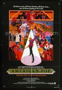 5p036 AMERICAN POP int'l 1sh '81 cool rock & roll art by Wilson McClean & Ralph Bakshi!