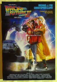 5p051 BACK TO THE FUTURE II 1sh '89 art of Michael J. Fox & Christopher Lloyd by Drew Struzan!
