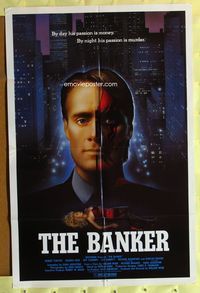 5p056 BANKER 1sh '89 creepy image of Duncan Regehr, by night his passion is murder!