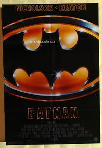 5p058 BATMAN 1sh '89 Michael Keaton, Jack Nicholson, directed by Tim Burton!