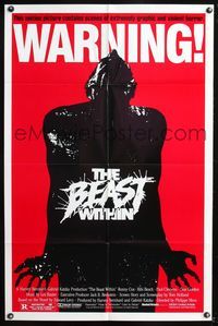 5p061 BEAST WITHIN 1sh '82 Philippe Mora, graphic and violent horror, great art design!