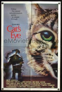5p173 CAT'S EYE 1sh '85 Stephen King, Drew Barrymore, art of tiny monster by J. Vack!