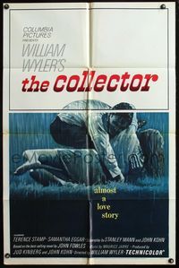 5p216 COLLECTOR 1sh '65 art of Terence Stamp & Samantha Eggar, William Wyler directed!