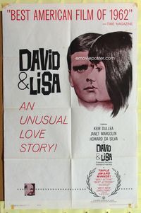 5p239 DAVID & LISA 1sh '63 Kier Dullea, Frank Perry mental hospital drama!