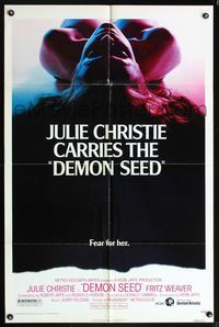 5p249 DEMON SEED 1sh '77 super close up of sexy naked Julie Christie, sci-fi horror!