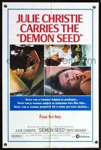 5p250 DEMON SEED style B 1sh '77 super close up of sexy naked Julie Christie, sci-fi horror!