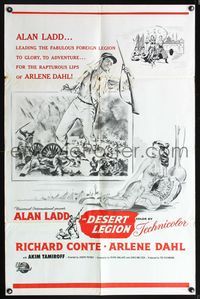 5p253 DESERT LEGION military 1sh '53 Alan Ladd in the French Foreign Legion & sexy Arlene Dahl!