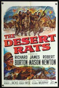 5p255 DESERT RATS 1sh '53 Richard Burton leads Australian & New Zealand soldiers against Nazis!