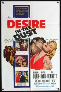 5p259 DESIRE IN THE DUST 1sh '60 only the hot sun was witness to Martha Hyer's shameless sin!