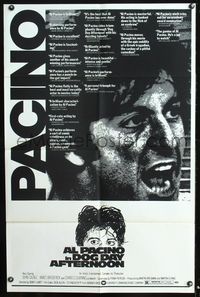 5p279 DOG DAY AFTERNOON reviews 1sh '75 Al Pacino, Sidney Lumet bank robbery crime classic!