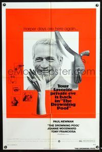 5p294 DROWNING POOL 1sh '75 cool image of Paul Newman as private eye Lew Harper!