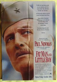 5p315 FAT MAN & LITTLE BOY advance 1sh '89 directed by Roland Joffe, great Paul Newman image!