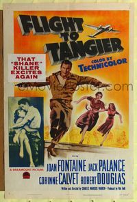 5p329 FLIGHT TO TANGIER 1sh '53 Joan Fontaine & Jack Palance in new perfected Dynoptic 3-D!