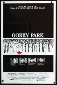 5p375 GORKY PARK 1sh '83 William Hurt, Lee Marvin, cool bloody snow in trees image!