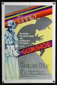 5p391 GUMSHOE 1sh '72 Stephen Frears directed, cool film noir artwork of Albert Finney!
