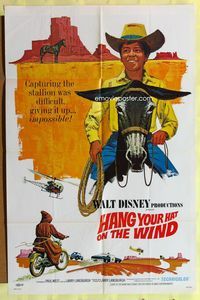 5p407 HANG YOUR HAT ON THE WIND 1sh '69 Walt Disney western, art of boy on burro!