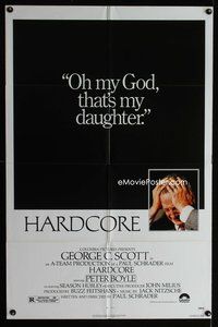 5p414 HARDCORE 1sh '79 George C. Scott's daughter forced to make pornos, Paul Schrader