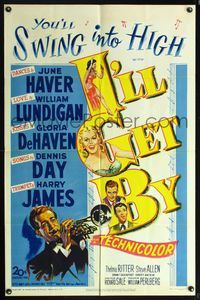5p480 I'LL GET BY 1sh '50 sexy June Haver, Gloria DeHaven & Harry James playing his trumpet!