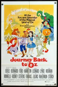 5p499 JOURNEY BACK TO OZ 1sh '74 animated cartoon, Milton Berle, Ethel Merman and Liza Minnelli!