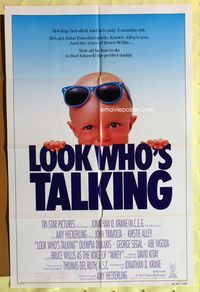 5p551 LOOK WHO'S TALKING int'l 1sh '89 John Travolta, Kirstie Alley, Bruce Willis as baby Mikey!