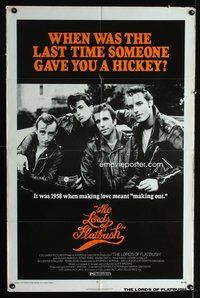 5p553 LORDS OF FLATBUSH 1sh '74 cool portrait of Fonzie, Rocky, & Perry as greasers in leather!