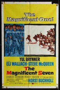 5p573 MAGNIFICENT SEVEN 1sh '60 Yul Brynner, Steve McQueen, John Sturges' 7 Samurai western!